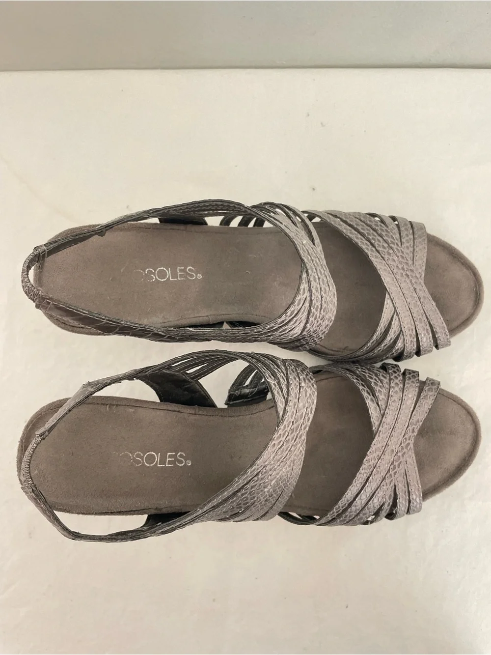 Aerosoles Metallic Taupe Live It Up Strappy Slingback Heeled Sandals
